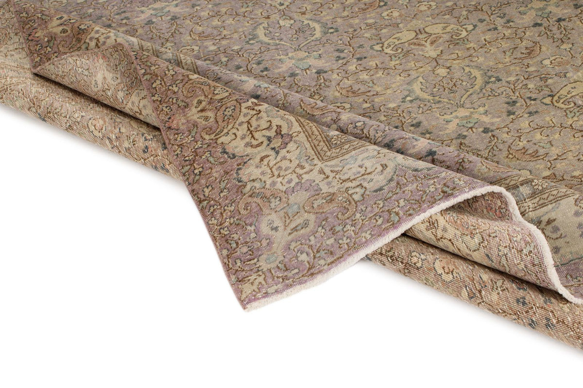 7x9 Purple and Ivory Turkish Traditional Rug