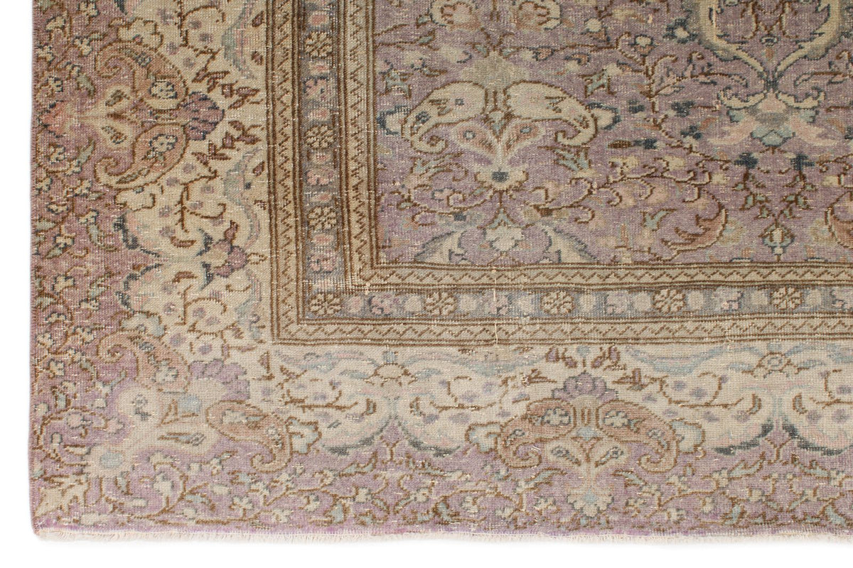 7x9 Purple and Ivory Turkish Traditional Rug