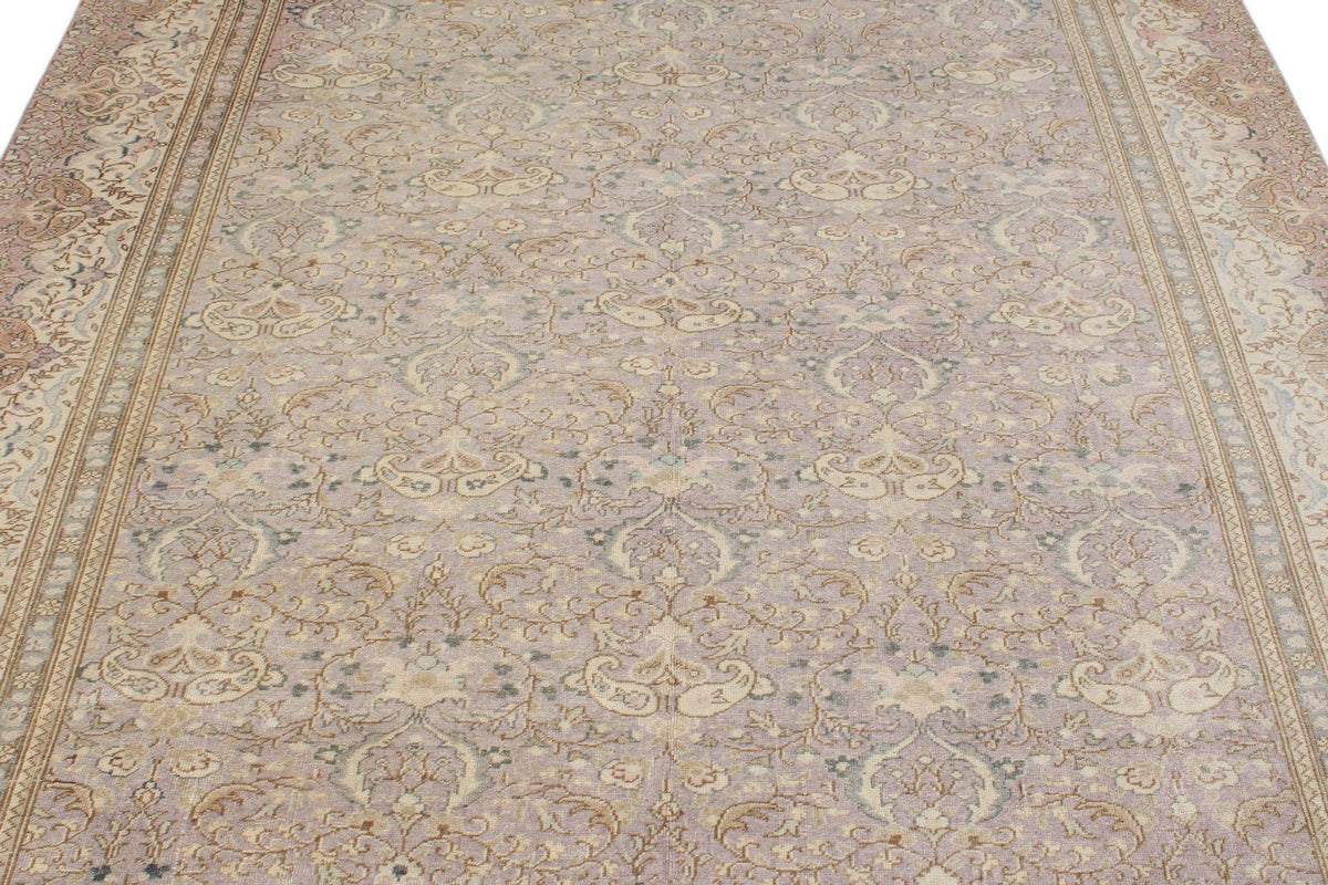 7x9 Purple and Ivory Turkish Traditional Rug