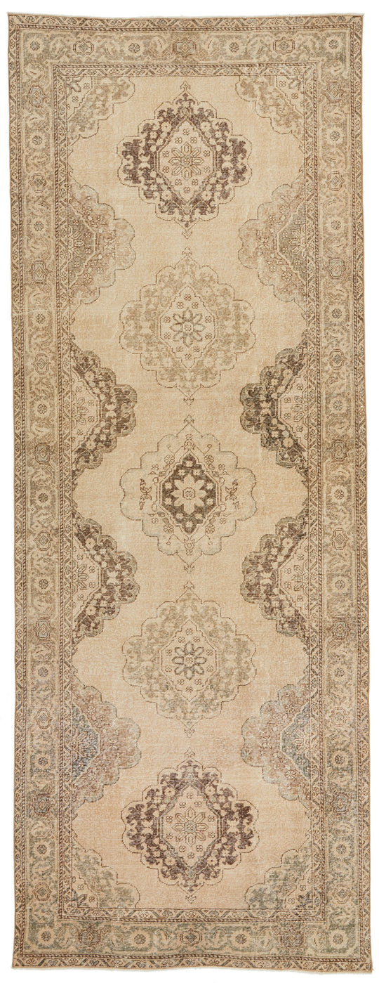 5x13 Ivory and Blue Turkish Tribal Runner