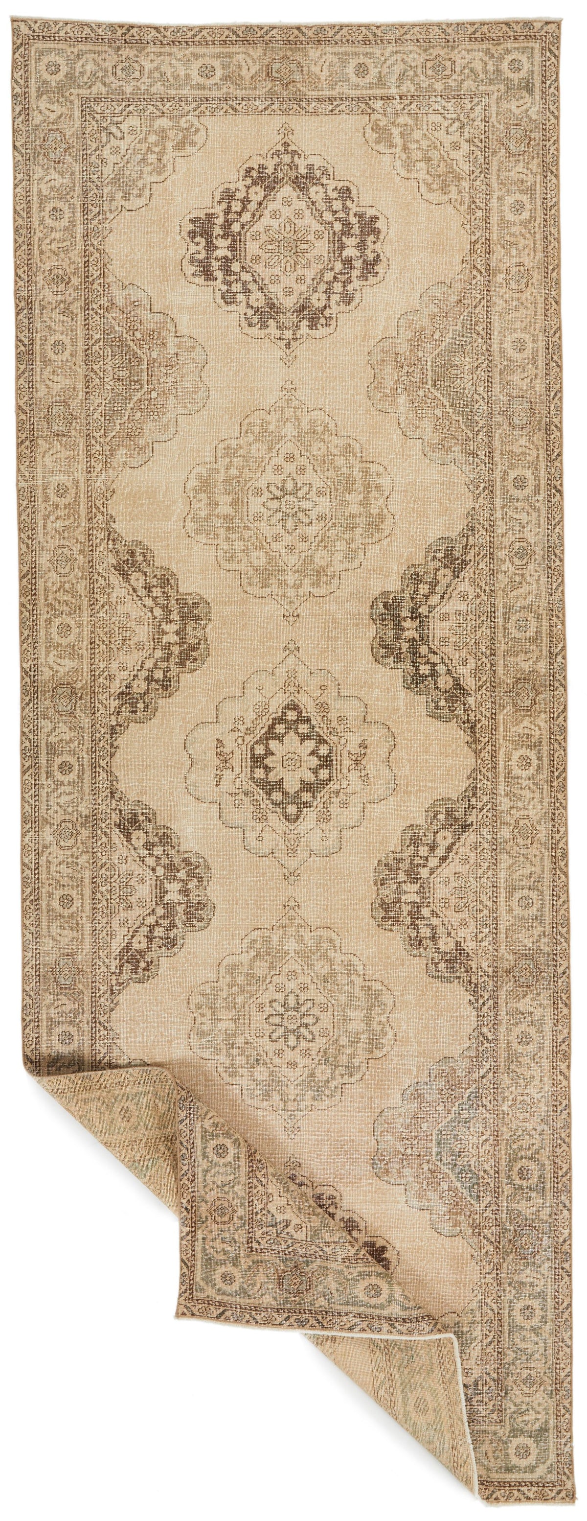 5x13 Ivory and Blue Turkish Tribal Runner