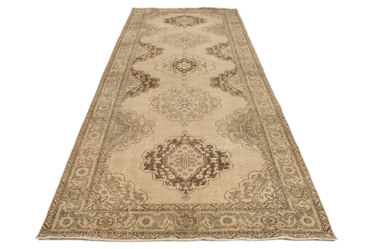 5x13 Ivory and Blue Turkish Tribal Runner