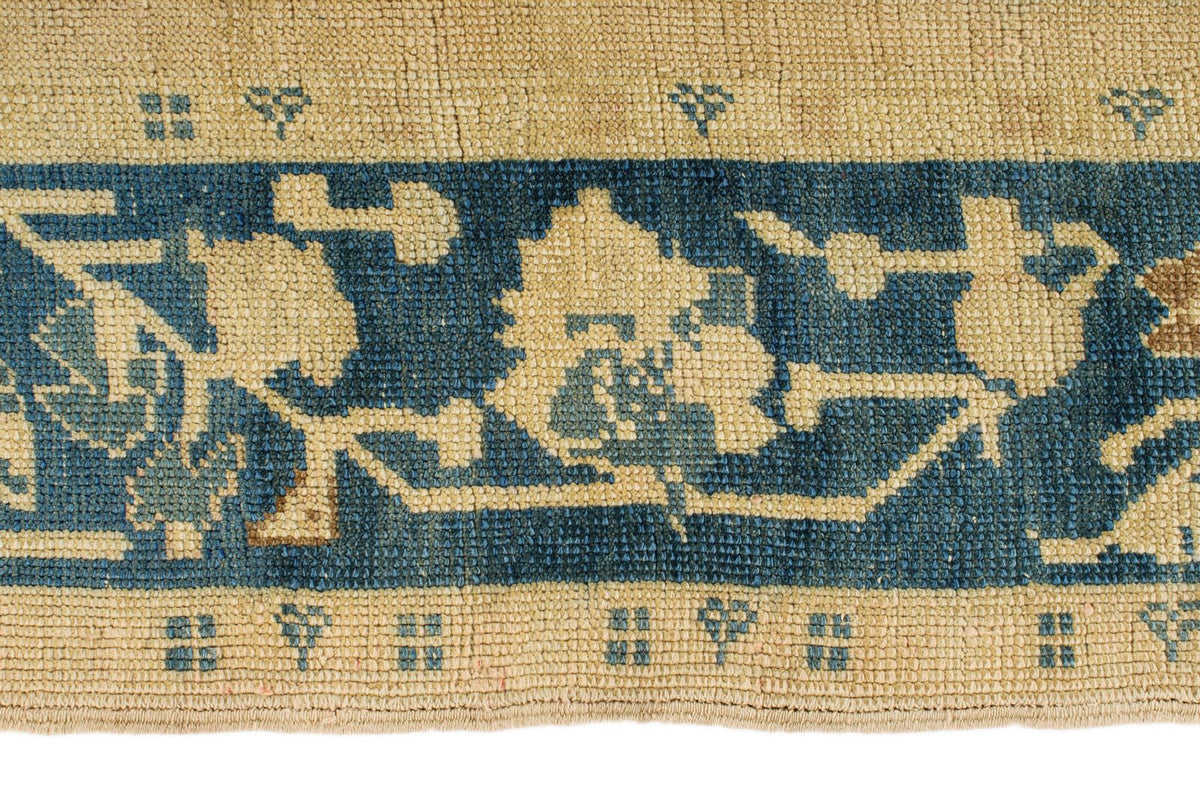 6x10 Blue and Ivory Turkish Tribal Rug