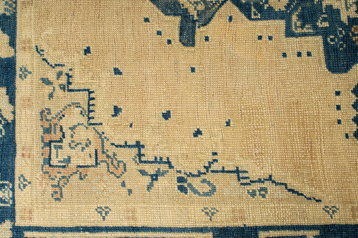6x10 Blue and Ivory Turkish Tribal Rug