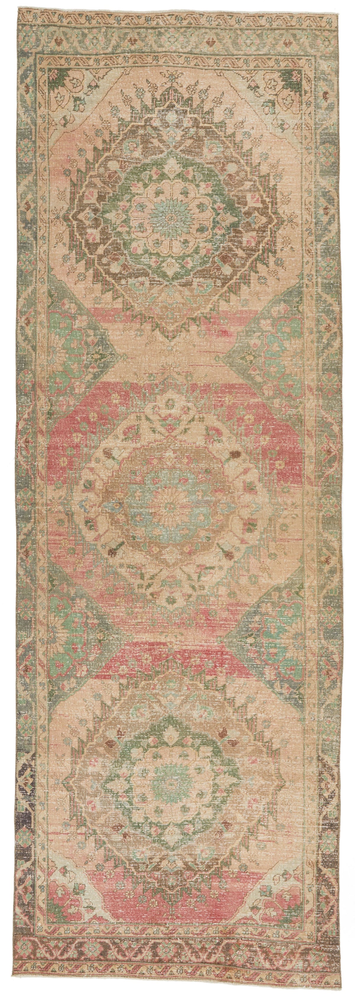 4x12 Brown and Pink Turkish Tribal Runner