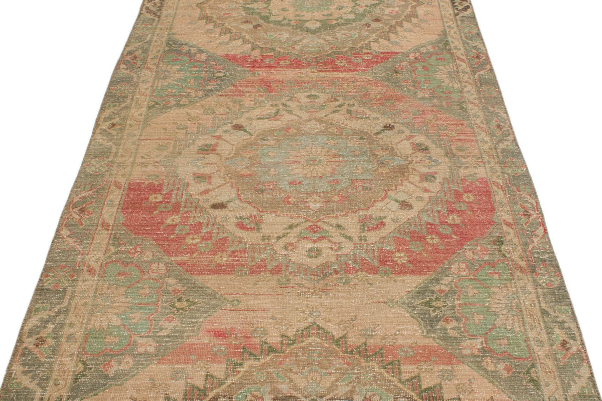 4x12 Brown and Pink Turkish Tribal Runner