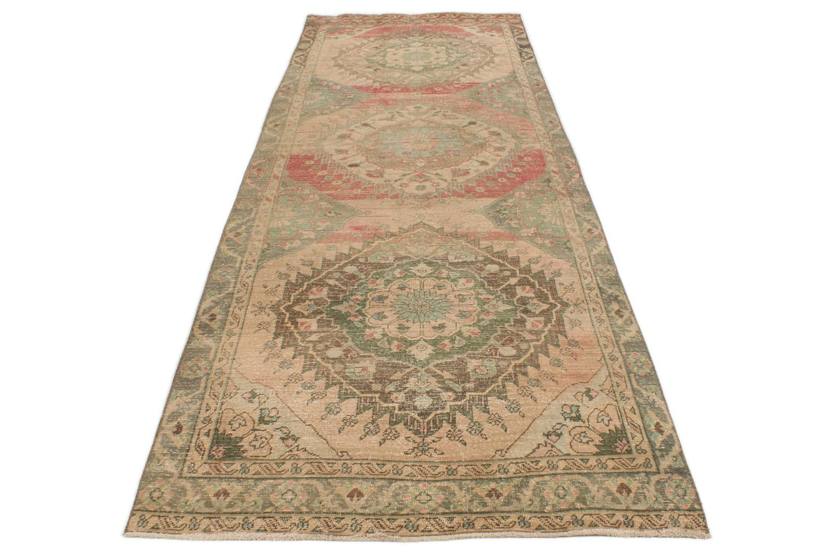 4x12 Brown and Pink Turkish Tribal Runner