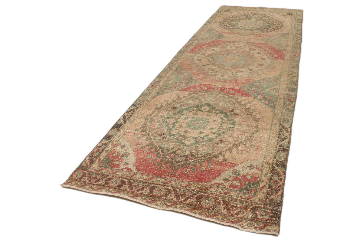 4x12 Brown and Pink Turkish Tribal Runner