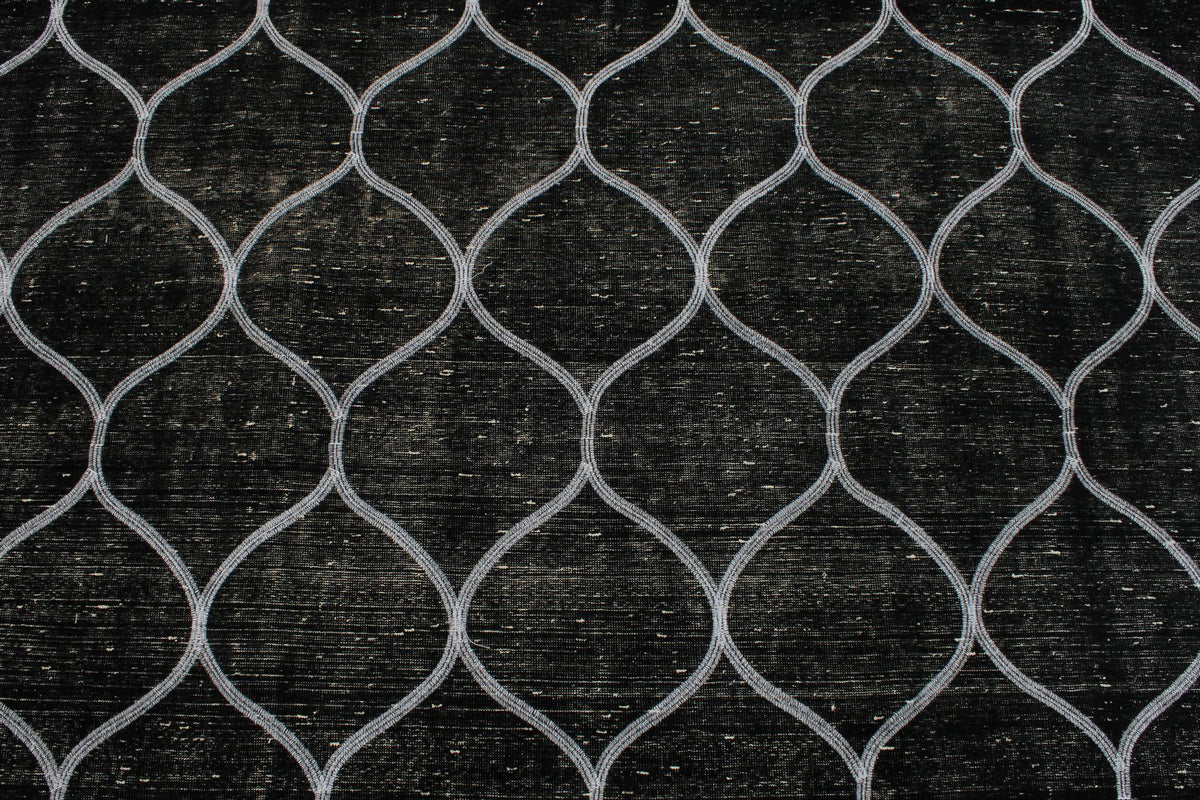10x13 Black and White Turkish Overdyed Rug