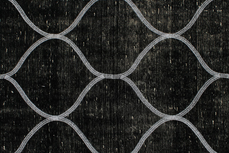 10x13 Black and White Turkish Overdyed Rug