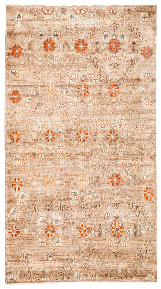 4x6 Brown and Rust Turkish Tribal Rug