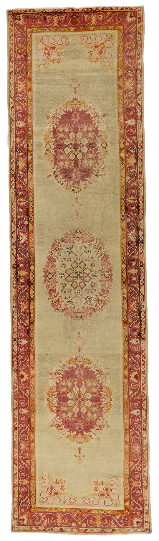 3x12 Ivory and Rust Turkish Tribal Runner