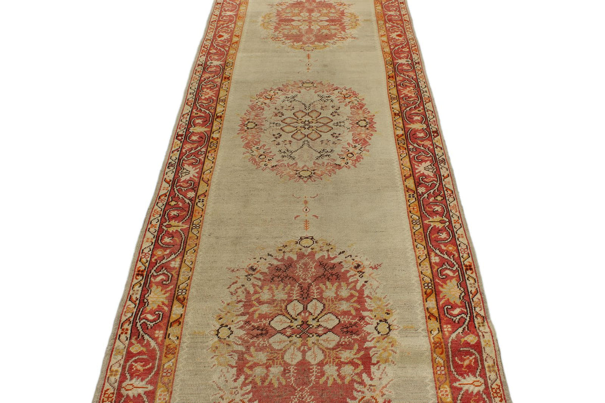 3x12 Ivory and Rust Turkish Tribal Runner