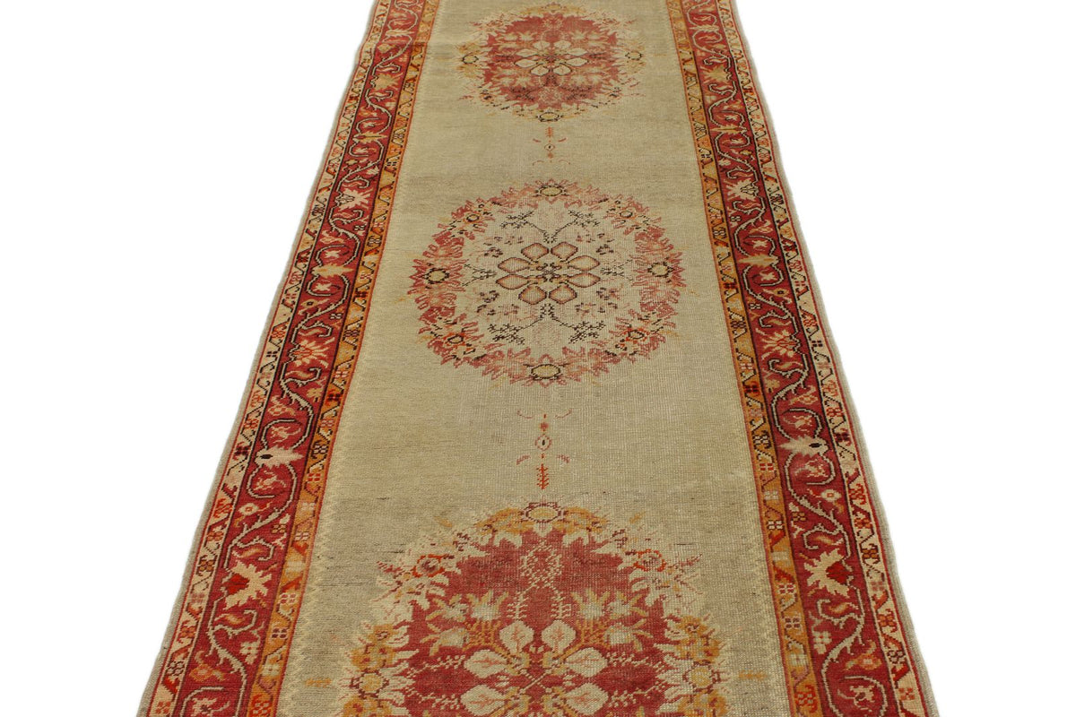 3x12 Ivory and Rust Turkish Tribal Runner