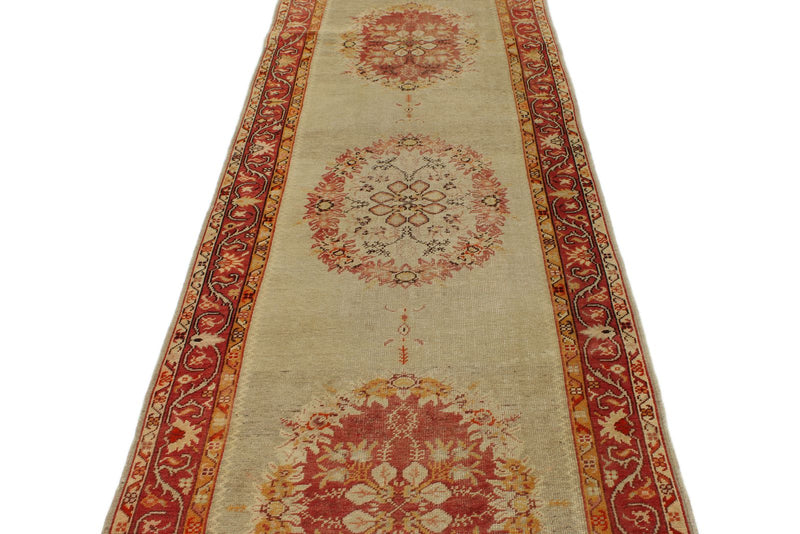 3x12 Ivory and Rust Turkish Tribal Runner