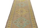 4x11 Beige and Yellow Turkish Tribal Runner