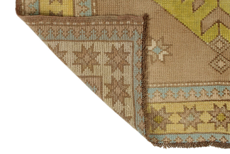 4x11 Beige and Yellow Turkish Tribal Runner