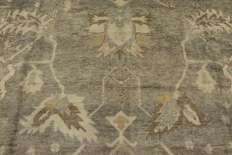 12x16 Gray and Ivory Turkish Oushak Rug