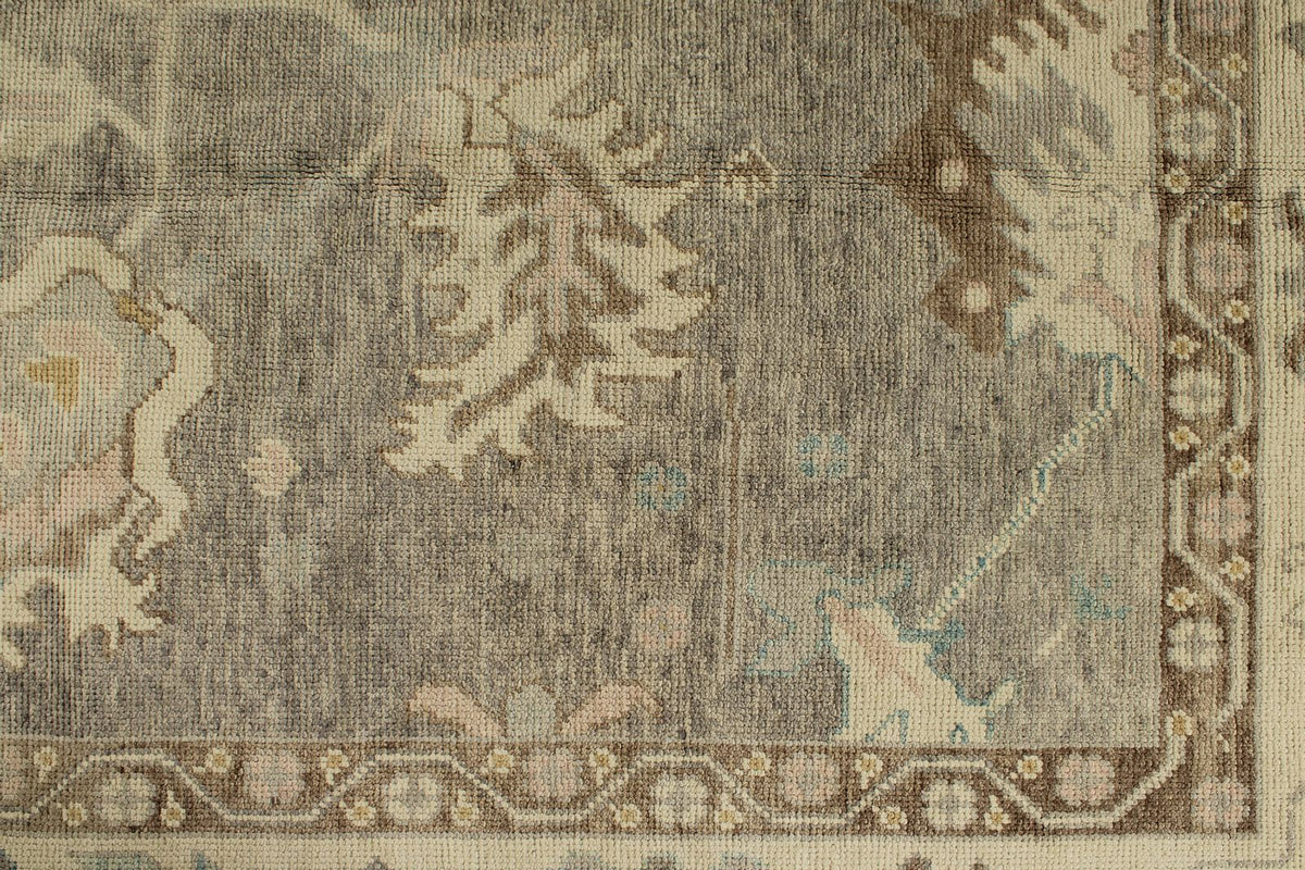 12x16 Gray and Ivory Turkish Oushak Rug