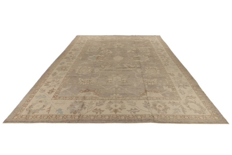 12x16 Gray and Ivory Turkish Oushak Rug