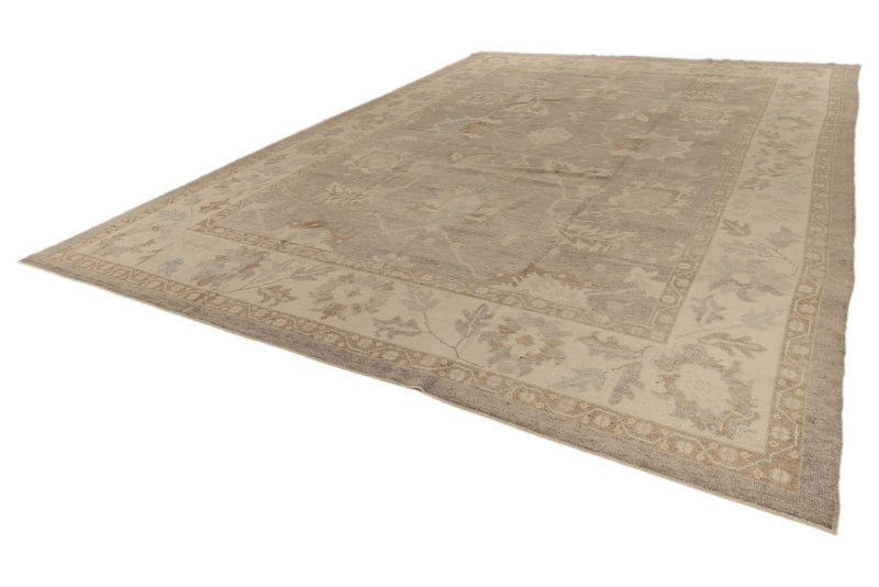 12x16 Gray and Ivory Turkish Oushak Rug