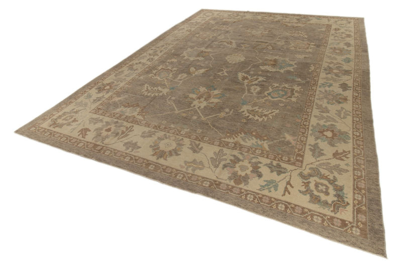 12x16 Gray and Ivory Turkish Oushak Rug