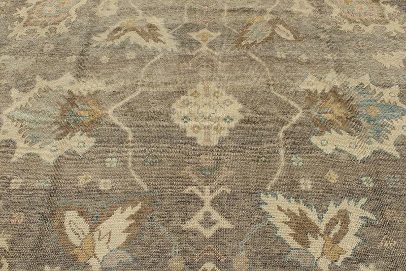 12x16 Gray and Ivory Turkish Oushak Rug