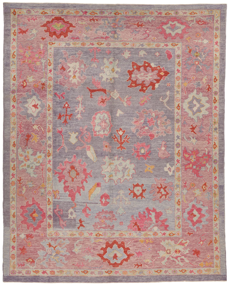 9x11 Purple and Pink Turkish Oushak Rug