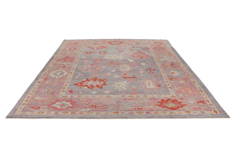 9x11 Purple and Pink Turkish Oushak Rug