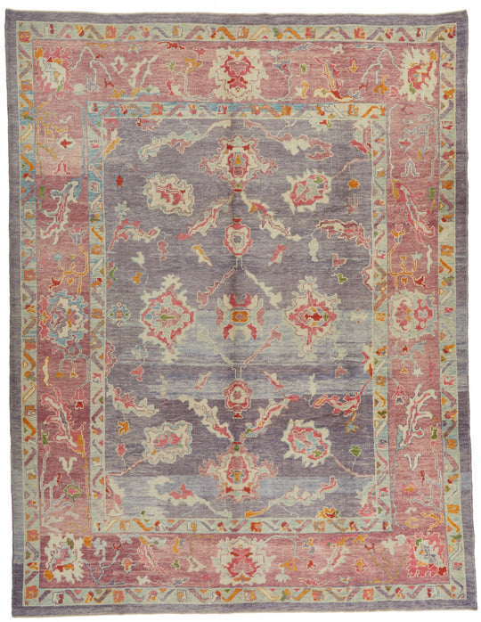 10x12 Purple and Pink Turkish Oushak Rug