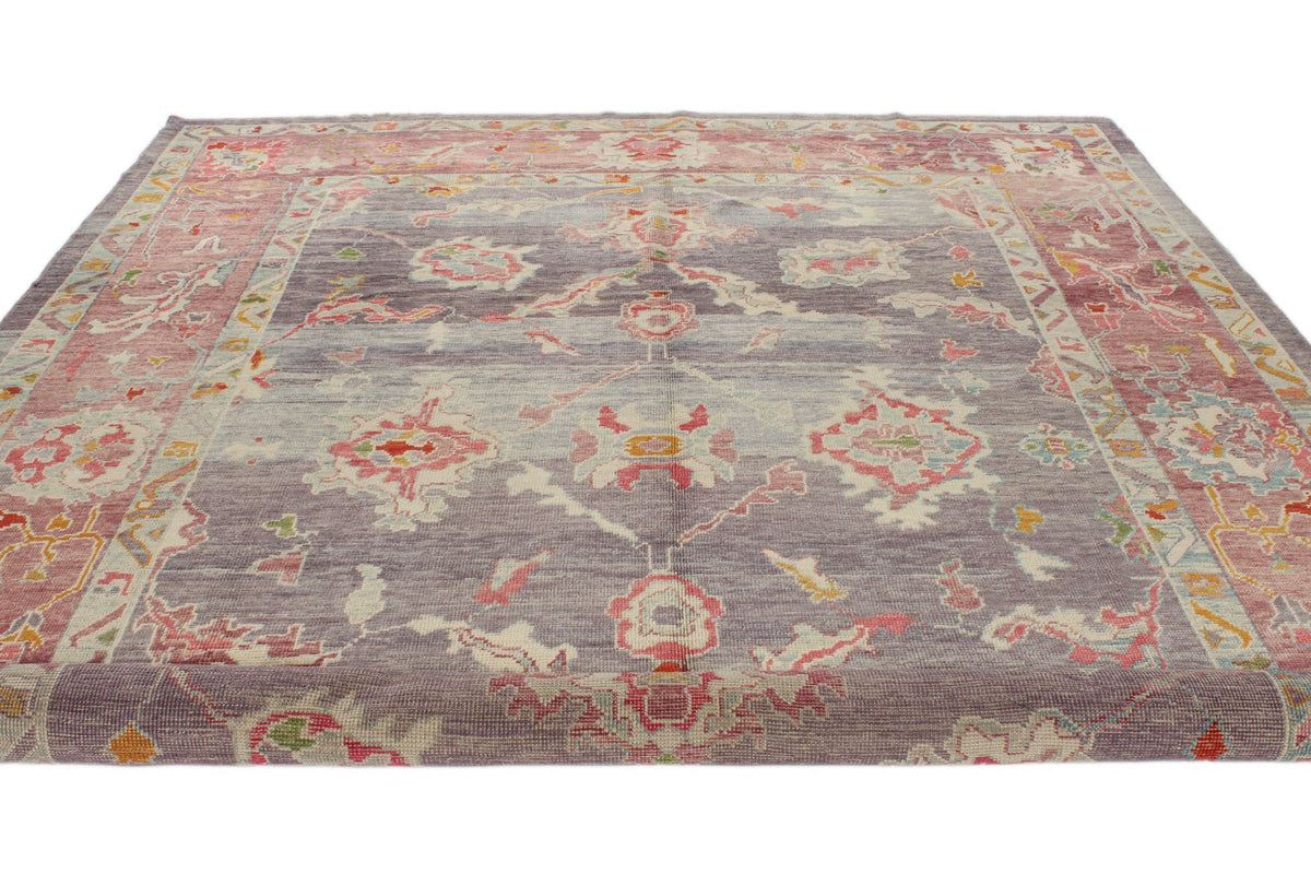 10x12 Purple and Pink Turkish Oushak Rug