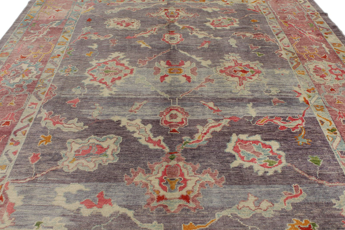 10x12 Purple and Pink Turkish Oushak Rug