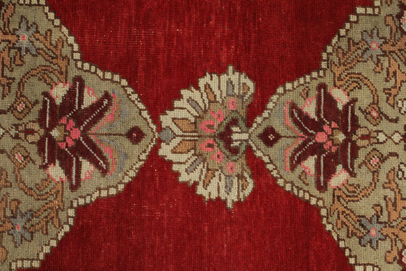 4x10 Red and Ivory Turkish Tribal Runner