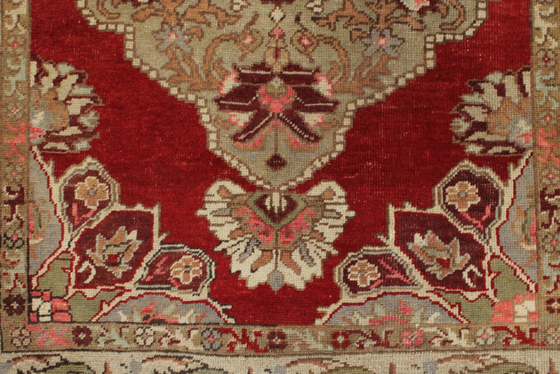 4x10 Red and Ivory Turkish Tribal Runner