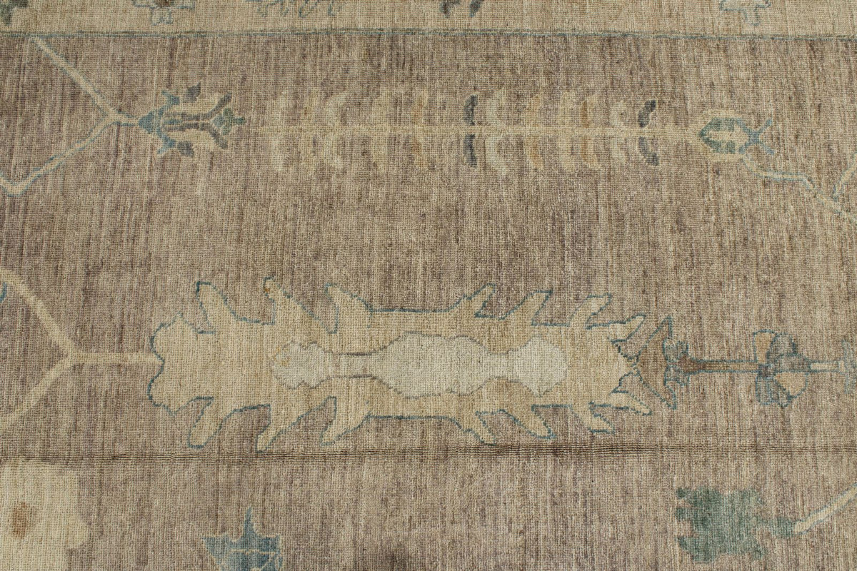 12x15 Brown and Ivory Turkish Oushak Rug