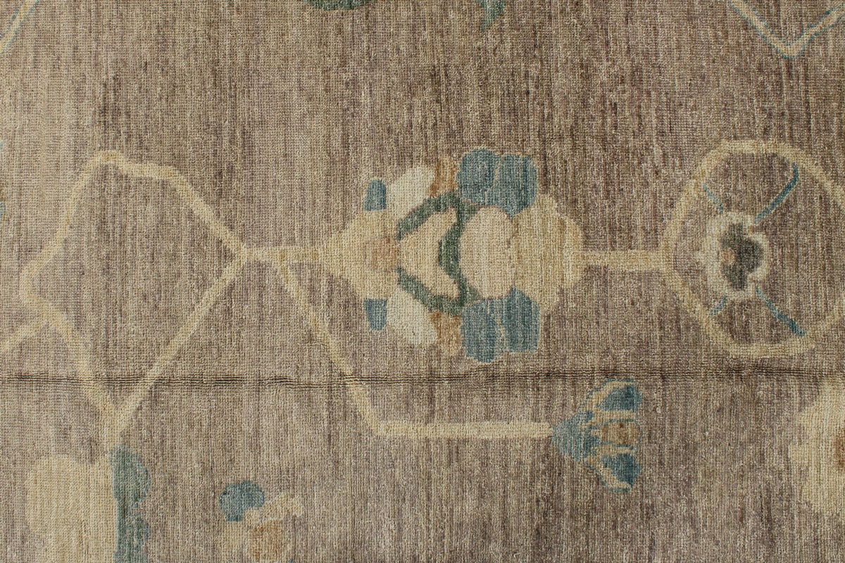12x15 Brown and Ivory Turkish Oushak Rug
