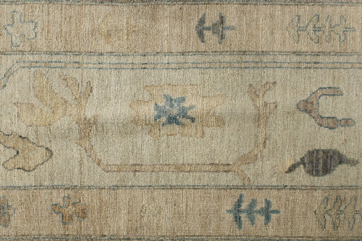 12x15 Brown and Ivory Turkish Oushak Rug