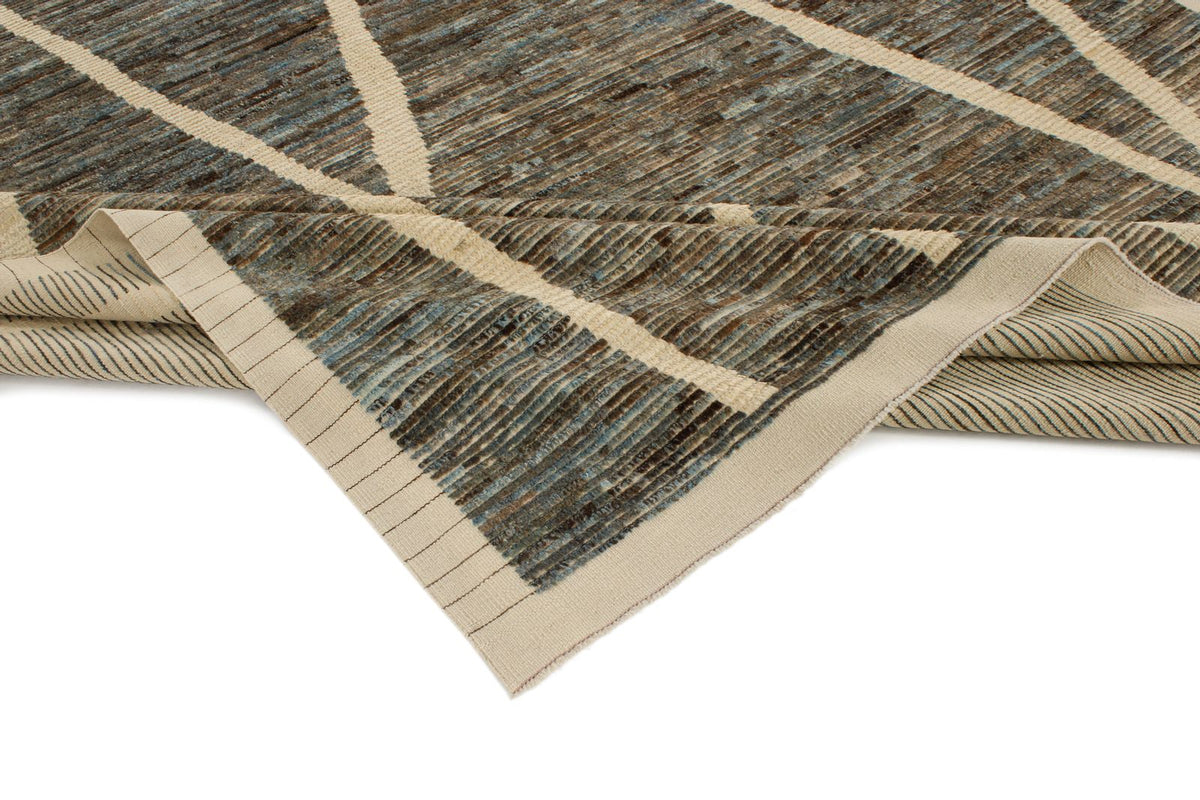 9x13 Gray and White Modern Contemporary Rug