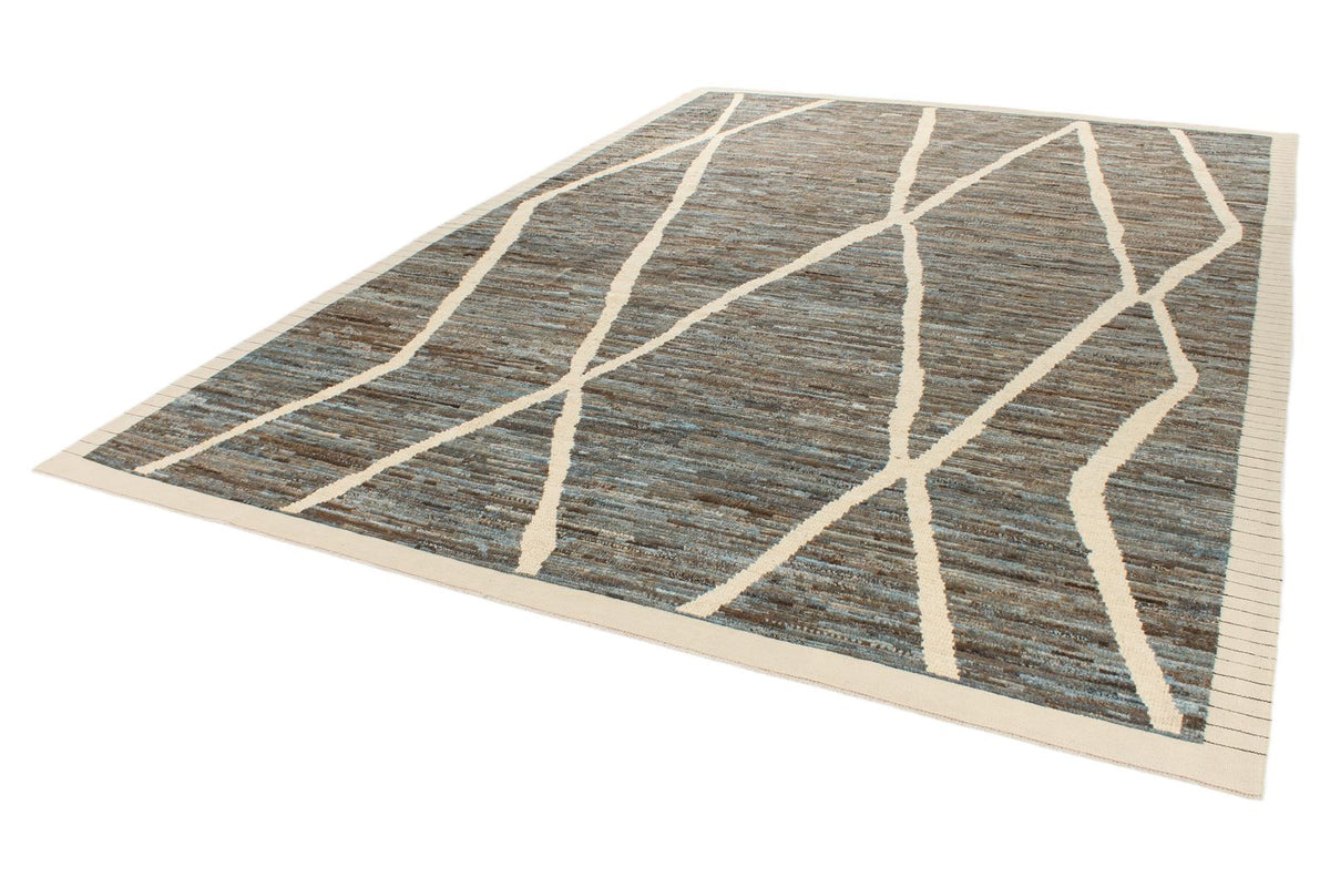 9x13 Gray and White Modern Contemporary Rug