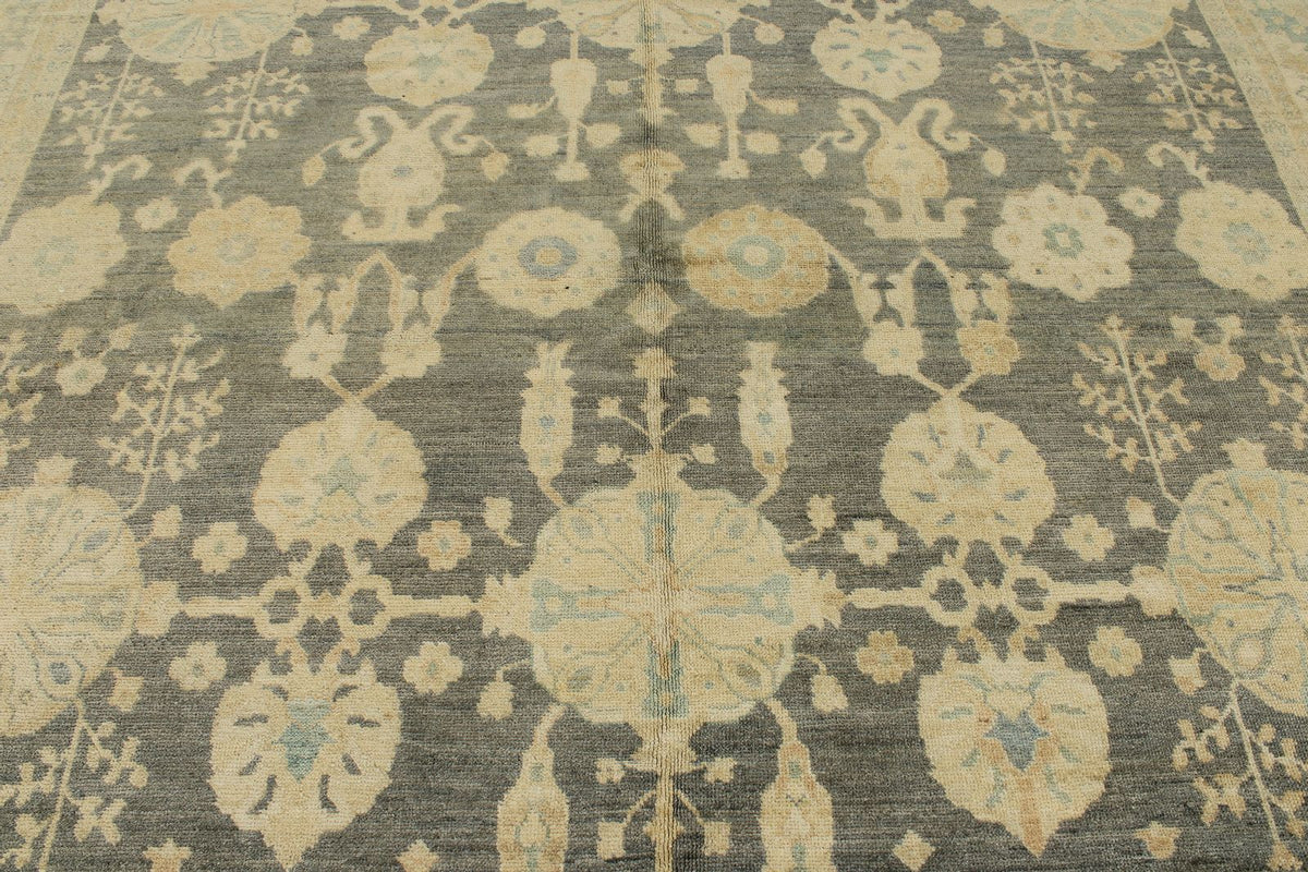 11x14 Navy and Ivory Turkish Oushak Rug