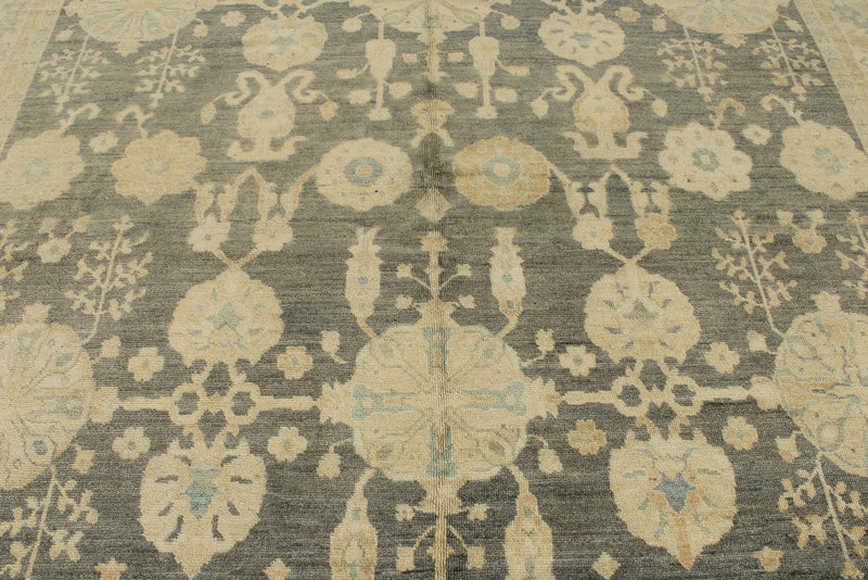 11x14 Navy and Ivory Turkish Oushak Rug