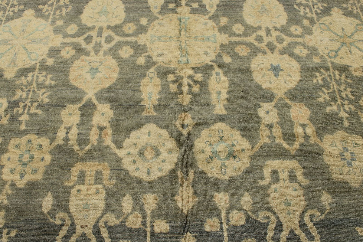 11x14 Navy and Ivory Turkish Oushak Rug