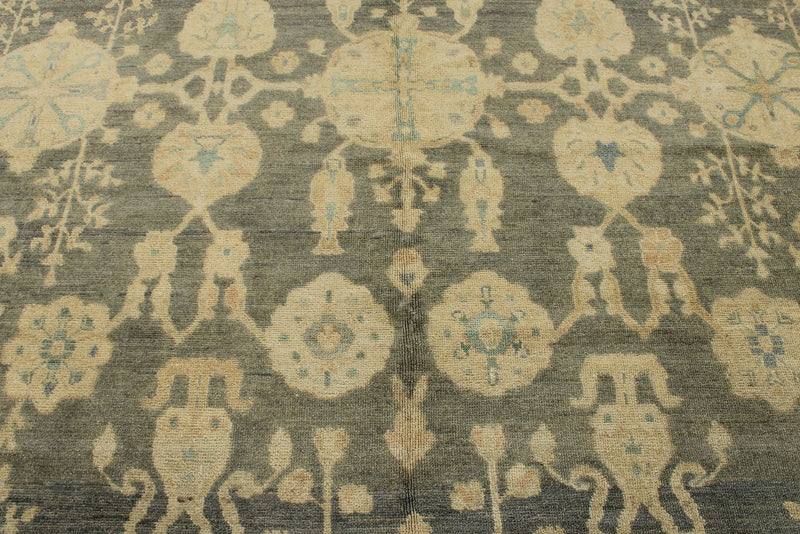 11x14 Navy and Ivory Turkish Oushak Rug