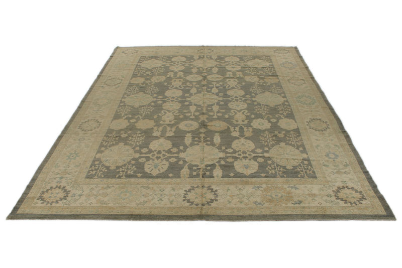 11x14 Navy and Ivory Turkish Oushak Rug