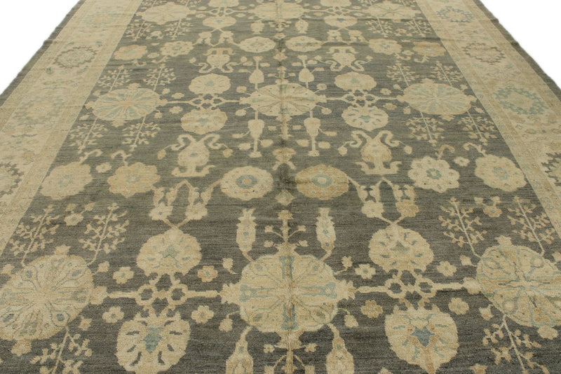 11x14 Navy and Ivory Turkish Oushak Rug