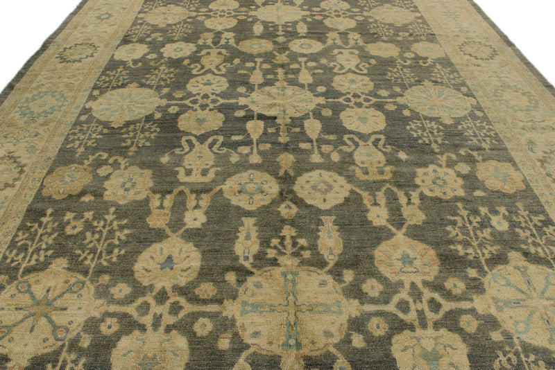 11x14 Navy and Ivory Turkish Oushak Rug