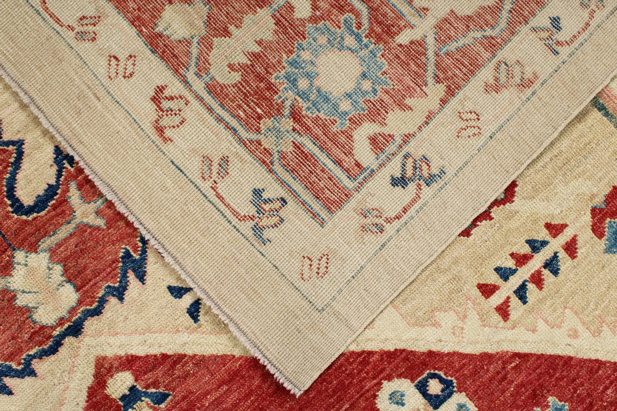 9x12 Ivory and Red Turkish Oushak Rug