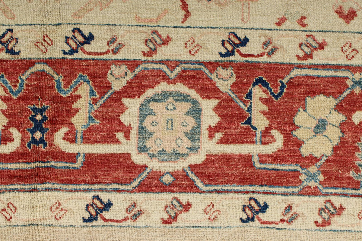 9x12 Ivory and Red Turkish Oushak Rug
