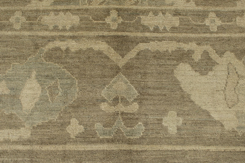 10x14 Ivory and Brown Turkish Oushak Rug