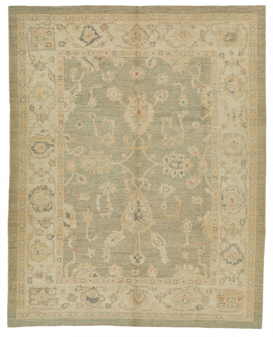 8x10 Brown and Ivory Turkish Oushak Rug